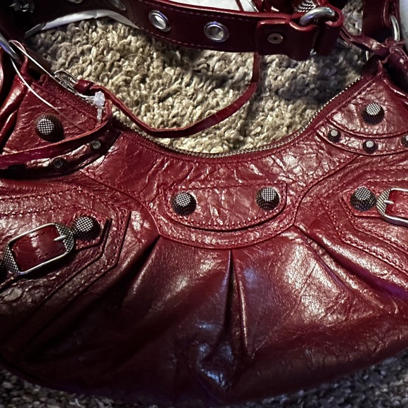 New Balenciaga Le Cagole Burgundy Zipped XS Shoulder Bag - Picture 4 of 4